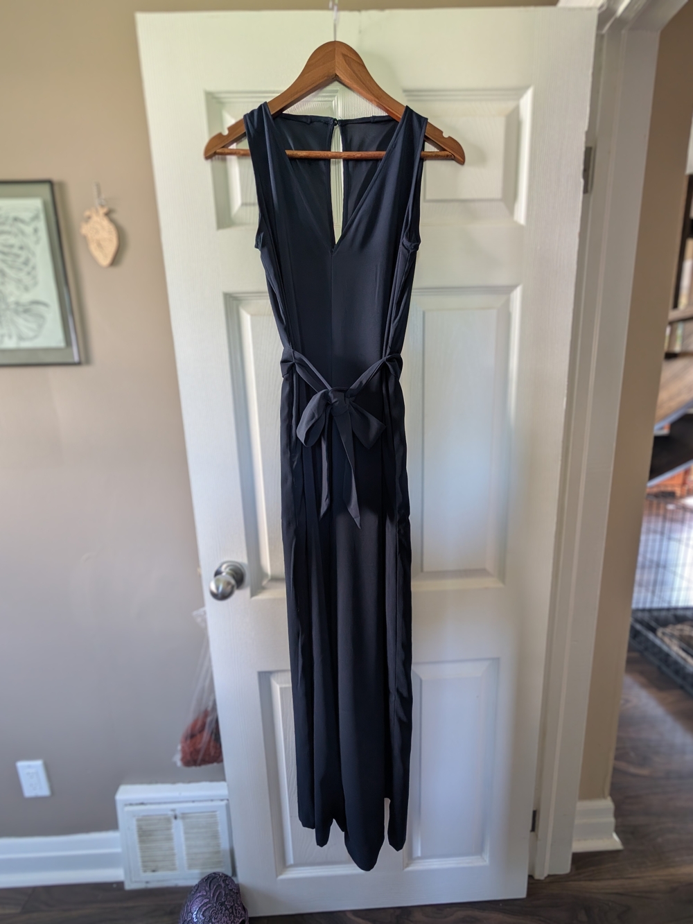 Sleeveless Navy Wideleg Jumpsuit with Waist Tie
